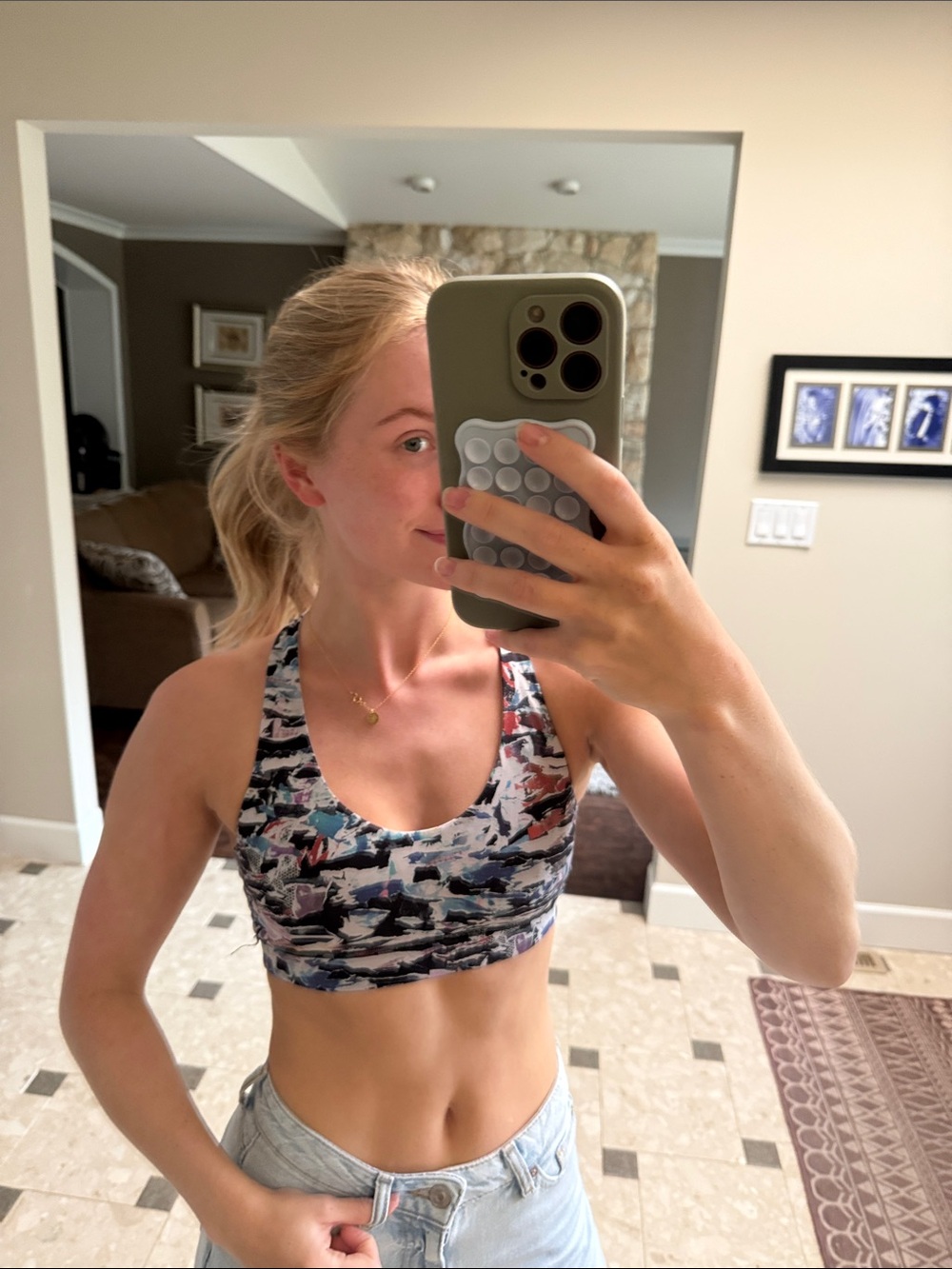 lululemon athletica Printed Racerback Sports Bra - Multi Color Abstract